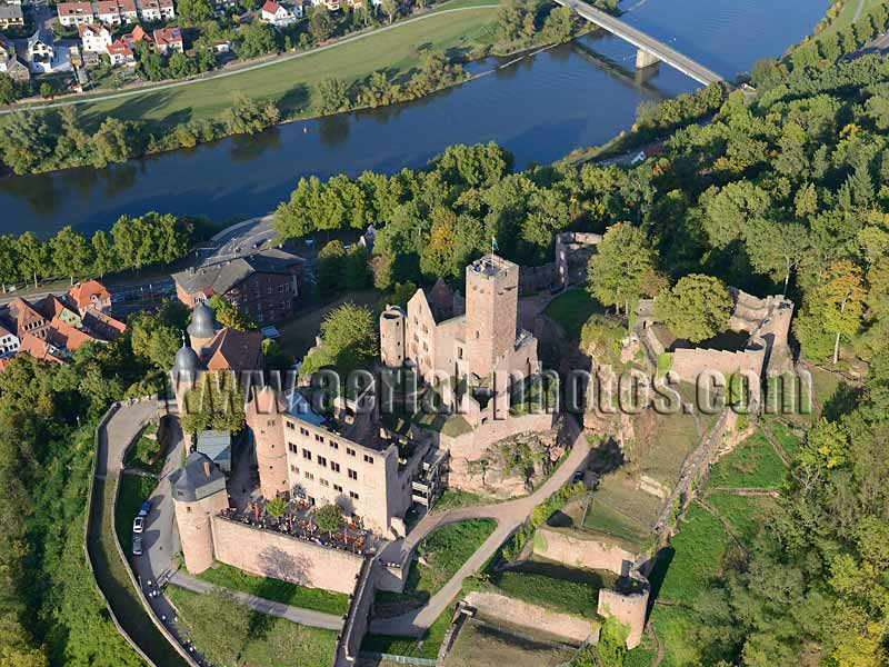 AERIAL VIEW photo of Wertheim Castle, Baden-Württemberg, Germany. LUFTAUFNAHME luftbild, Burg Wertheim, Deutschland.