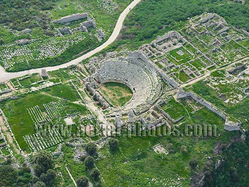 AERIAL VIEW photo of Xanthos Theater, Turkey.