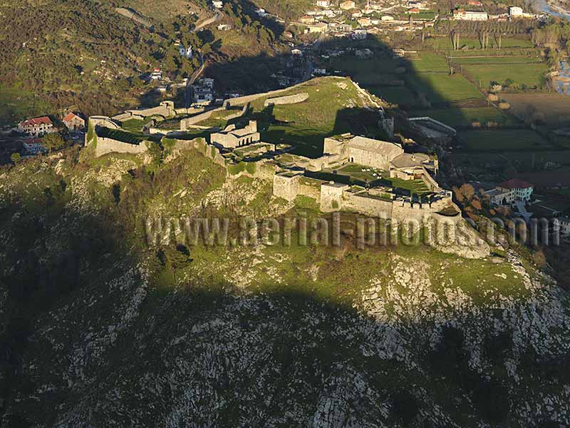 AERIAL VIEW photo of Rozafa Castle in shkoder, Albania.