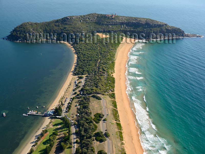 AERIAL VIEW photo of Barrenjoey Head Lighthouse, Sydney, New South Wales, Australia.