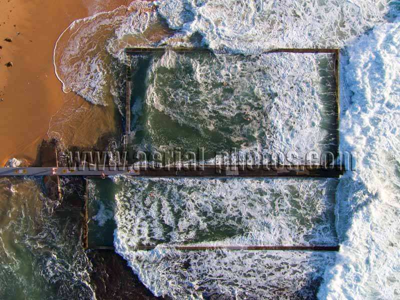 AERIAL VIEW photo of a rockpool, Austinmer, New South Wales, Australia.