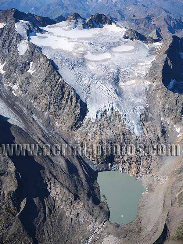 Aerial photo of Wilder Pfaff Glacier in Tyrol, Austria. Luftaufnahme, luftbild, Österreich.