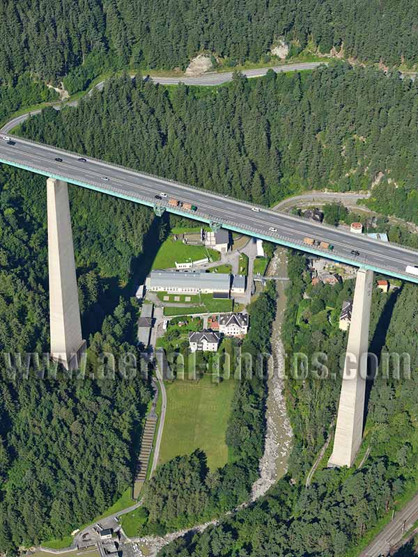 AERIAL VIEW photo of Europa Bridge, Tyrol, Austria. LUFTAUFNAHME luftbild, Tirol, Österreich.