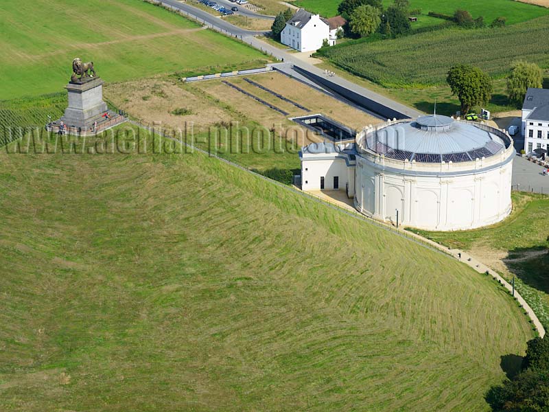 AERIAL VIEW photo of the Lion's Mound, Waterloo, Belgium. VUE AERIENNE Butte du Lion, Belgique.