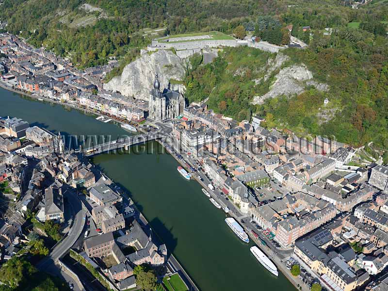 AERIAL VIEW photo of Dinant, Province of Namur, Wallonia, Belgium. VUE AERIENNE Wallonie, Belgique.