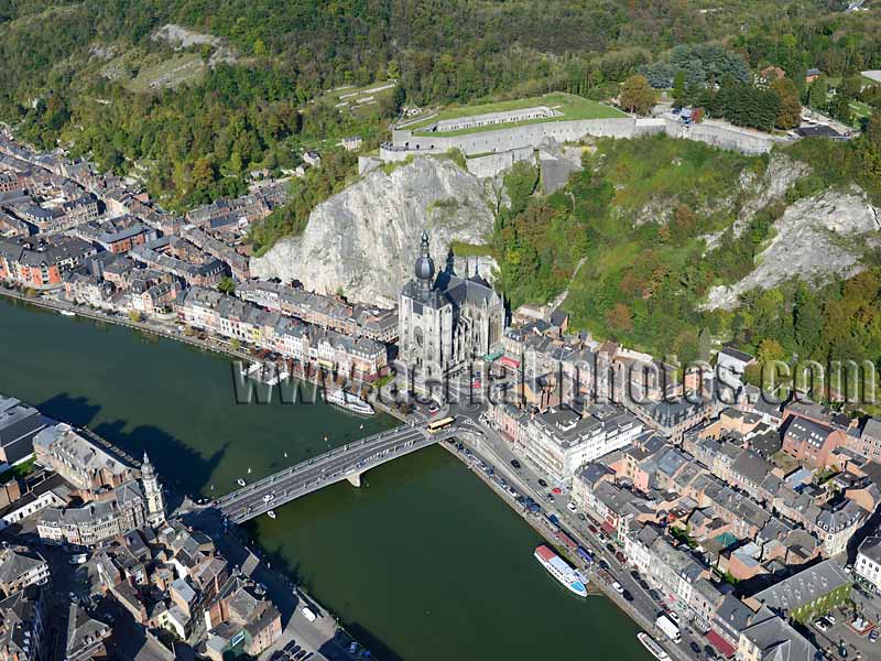 AERIAL VIEW photo of Dinant, Province of Namur, Wallonia, Belgium. VUE AERIENNE Wallonie, Belgique.