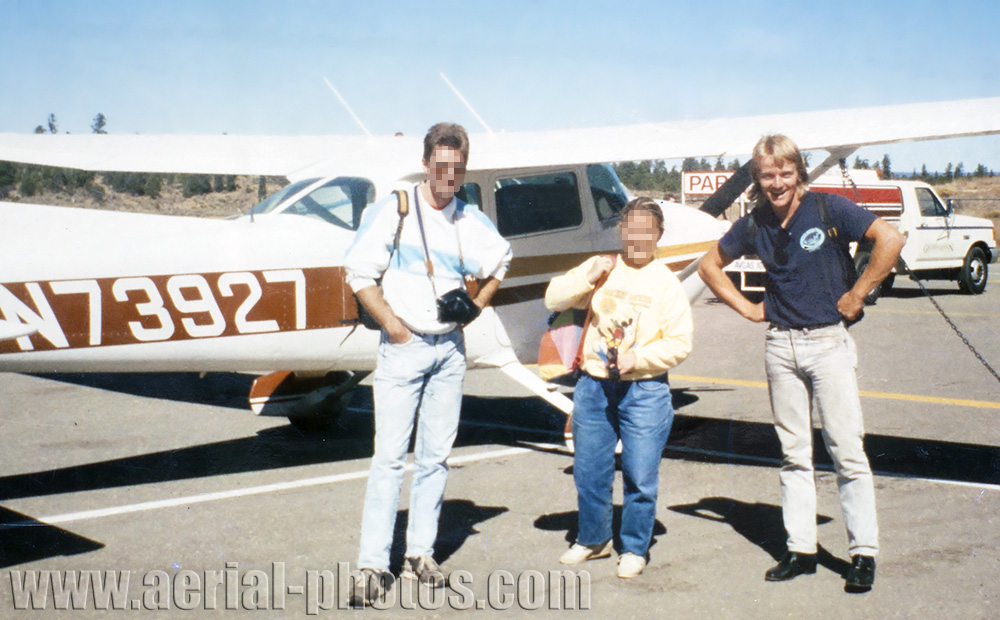 The photographer (right) and his passengers after a sightseeing flight in a Cessna 172 over the Grand Canyon in Arizona, USA.