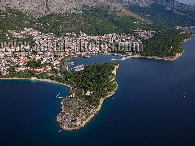 AERIAL VIEW photo of Makarska, Dalmatia, Croatia. ZRAČNI POGLED fotografija, Dalmacija, Hrvatska.