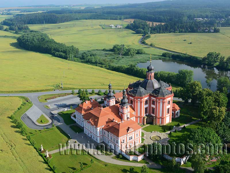 AERIAL VIEW photo of a church, Mariánská Týnice, Czech Republic. LETECKÝ POHLED, Kostel, Česká republika.