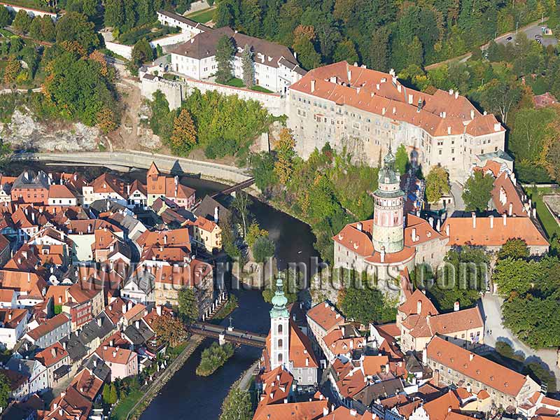 AERIAL VIEW photo of Český Krumlov, Czech Republic. LETECKÝ POHLED, Česká Republika.