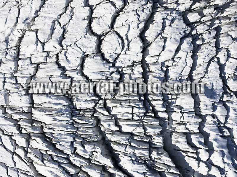 Aerial view. Photo of Bossons Glacier, Chamonix Mont-Blanc, Auvergne-Rhône-Alpes, France. Vue aérienne.