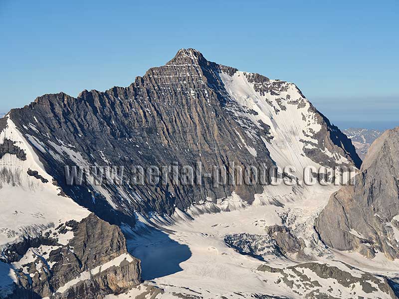 Aerial view. Photo of Grande Casse in the Vanoise Massif, Auvergne-Rhône-Alpes, France. Vue aérienne.