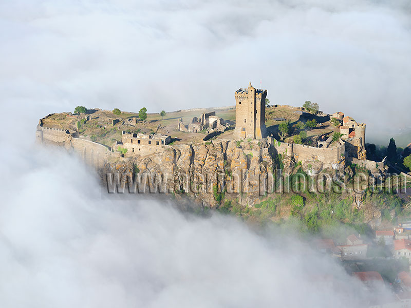 Aerial photo of Polignac Castle, Auvergne-Rhône-Alpes, France. Vue aérienne.