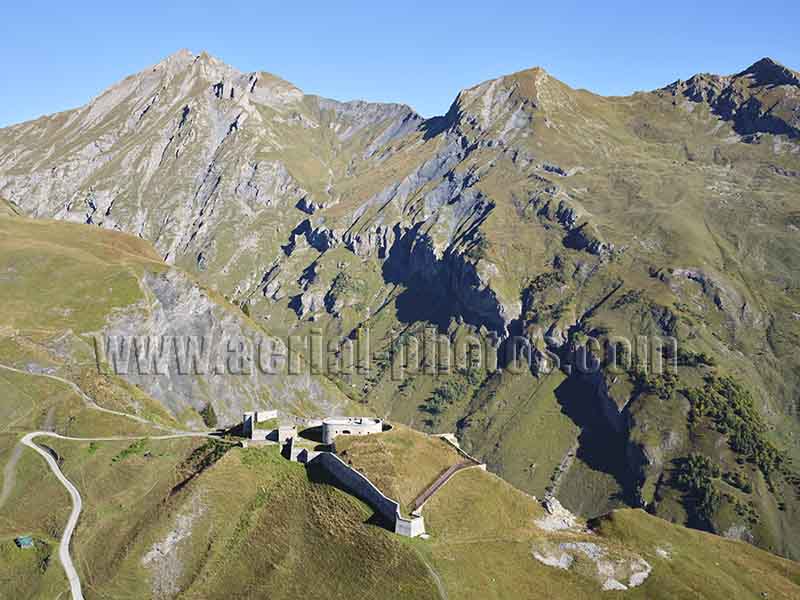 Aerial Photo of Fort de la Platte, Bourg-St-Maurice, Savoie, Auvergne-Rhône-Alpes, France. Vue aérienne.