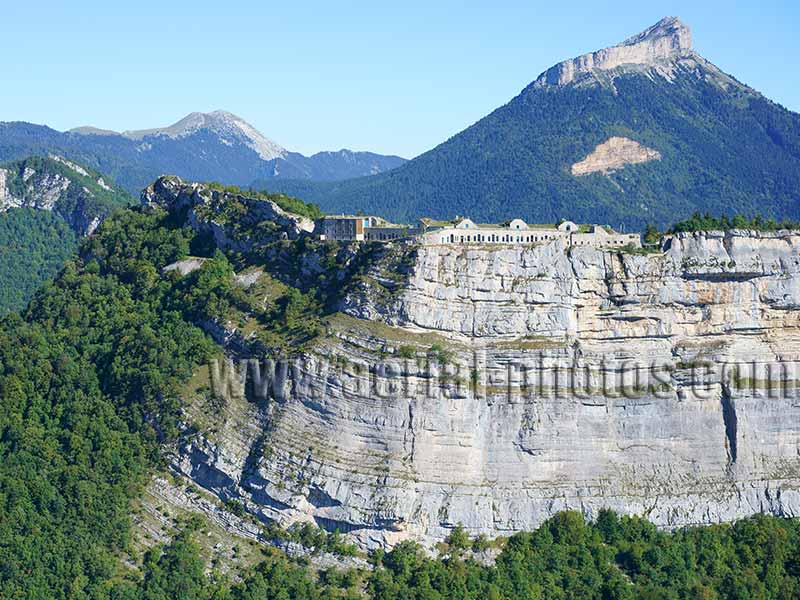 Aerial view. Photo of Saint-Eynard Fort, Isère, Auvergne-Rhône-Alpes, France. Vue aérienne.