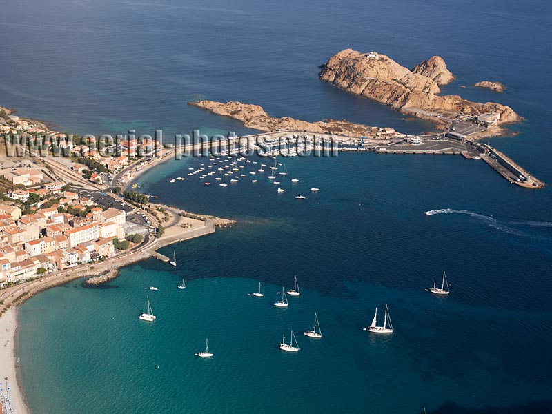 AERIAL VIEW photo of l'Ile Rousse, Balagne, Corsica, France. VUE AERIENNE Corse.