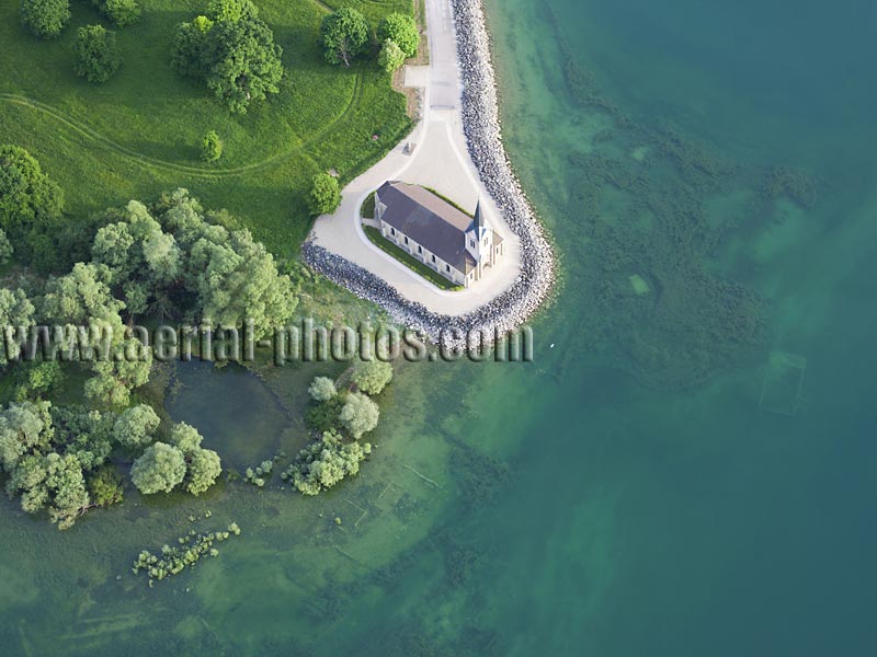 Aerial photo of Champaubert Church in Lac du Der, Haute-Marne, Champagne-Ardenne, Grand Est, France. Vue aérienne.