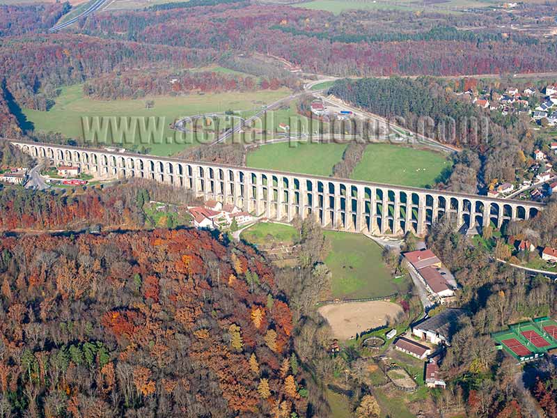 Aerial photo of Chaumont Viaduct in Haute-Marne, Champagne-Ardenne, Grand Est, France. Vue aérienne. Viaduc de Chaumont.