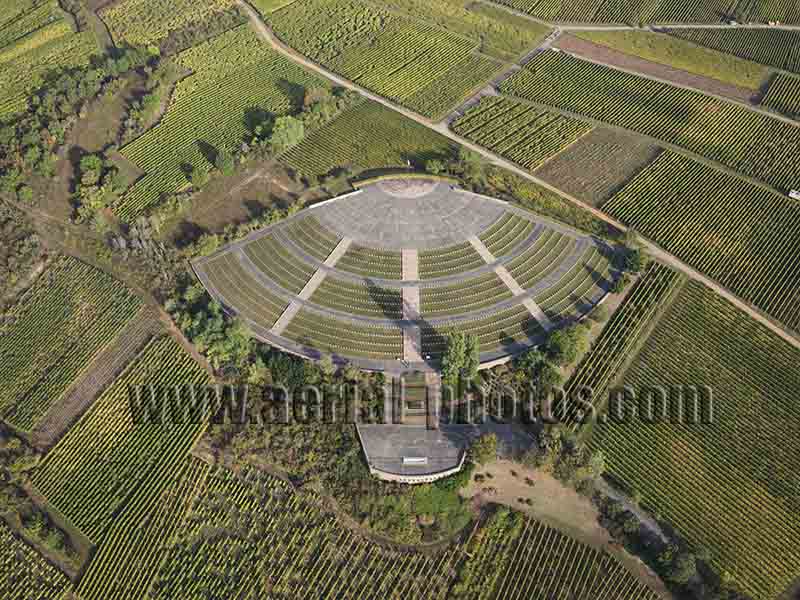 Aerial photo of The National Necropolis of Sigolsheim in Alsace, Grand Est, France. Vue aérienne.