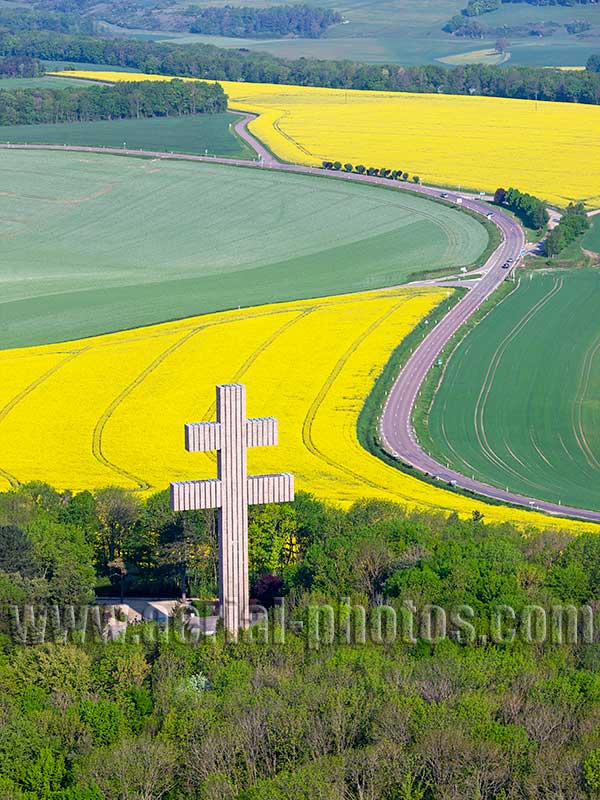 Aerial photo of Charles de Gaulle memorial in Colombey-les-deux-Eglises, Haute-Marne, Grand Est, France. Vue aérienne.