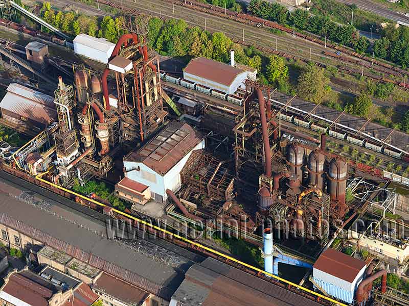 Aerial photo of an industrial site in Hayange. Moselle, Grand Est, France. Vue aérienne.