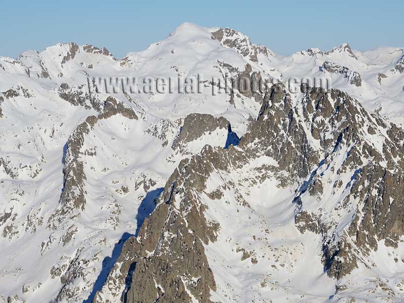 Aerial view of Mont Clapier in the Mercantour Alps, France. Vue aérienne.