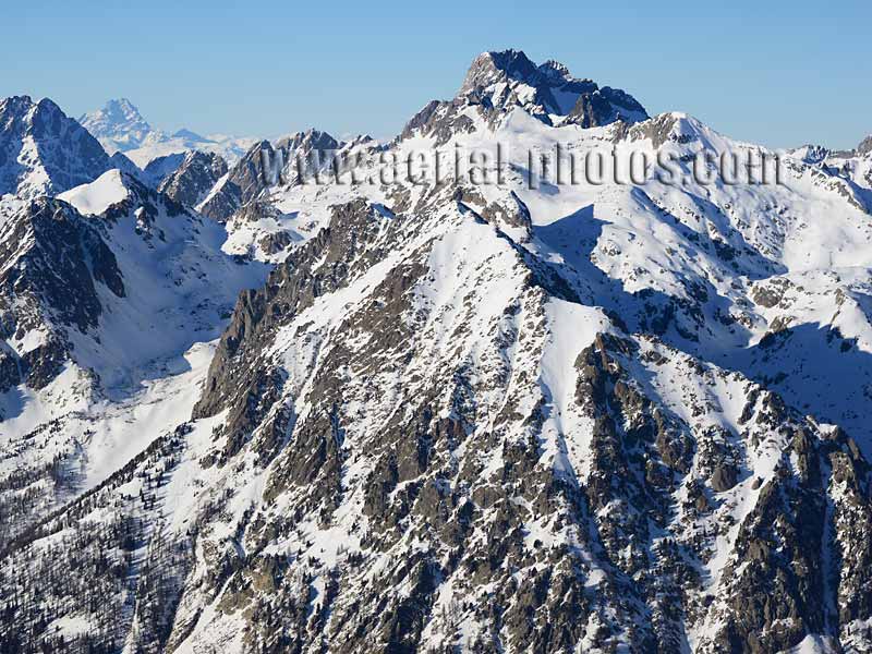 Aerial view of Monte Argentera in Piedmont, Italy. Vue aérienne.