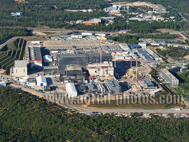Aerial view of the International Thermonuclear Experimental Reactor (ITER) near Cadarache in Provence, France. Vue aérienne.