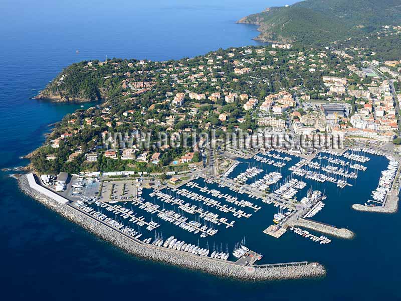 Aerial view of Cavalaire-sur-Mer Marina on the French Riviera. Vue aérienne.