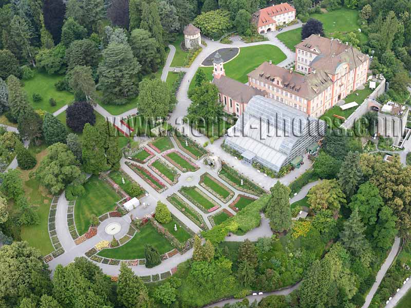 AERIAL VIEW photo of Mainau Island, Lake Constance, Baden-Württemberg, Germany. LUFTAUFNAHME luftbild, Bodensee, Deutschland.