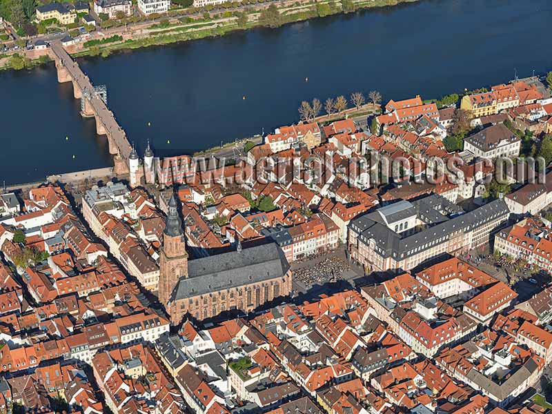 AERIAL VIEW photo of Heidelberg Church, Baden-Württemberg, Germany. LUFTAUFNAHME luftbild, Kirche, Deutschland.