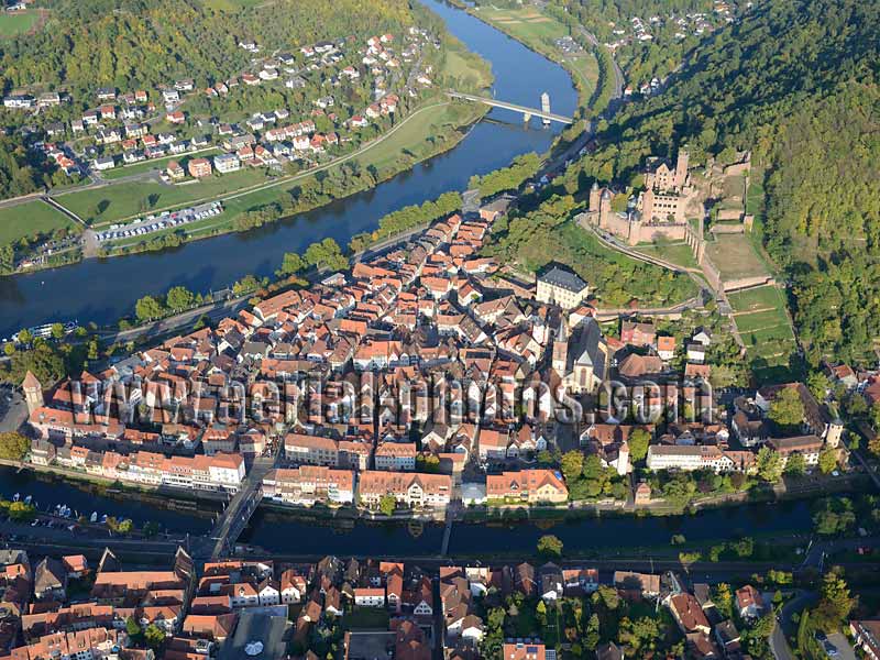 AERIAL VIEW photo of Wertheim am Main, Baden-Württemberg, Germany. LUFTAUFNAHME luftbild, Deutschland.