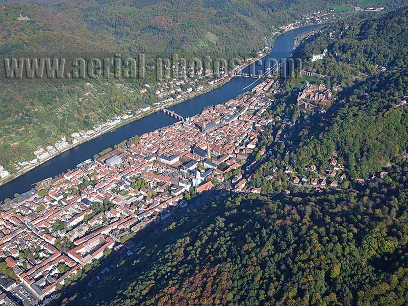 AERIAL VIEW photo of Heidelberg, Baden-Württemberg, Germany. LUFTAUFNAHME luftbild, Deutschland.