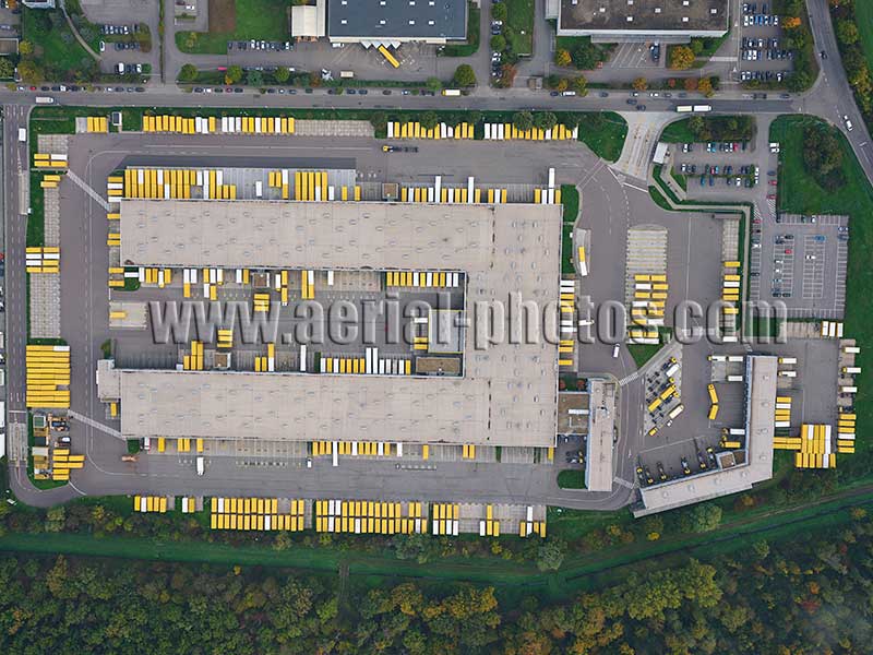 AERIAL VIEW photo of Bruchsal Post Office, Baden-Württemberg, Germany. LUFTAUFNAHME luftbild, Deutsche Post, Deutschland.