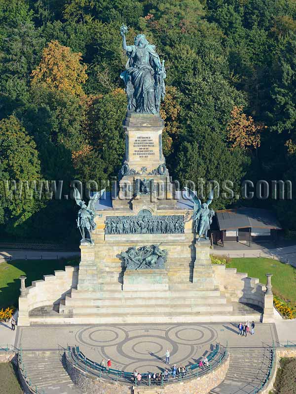 AERIAL VIEW photo of Niederwald Monument, Rüdesheim am Rhein, Hesse, Germany. LUFTAUFNAHME luftbild, Niederwalddenkmal, Hessen, Deutschland.