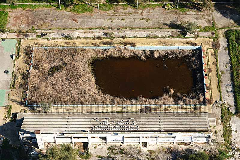 AERIAL VIEW swimming pool, Patras, Peloponnese Peninsula, Greece.