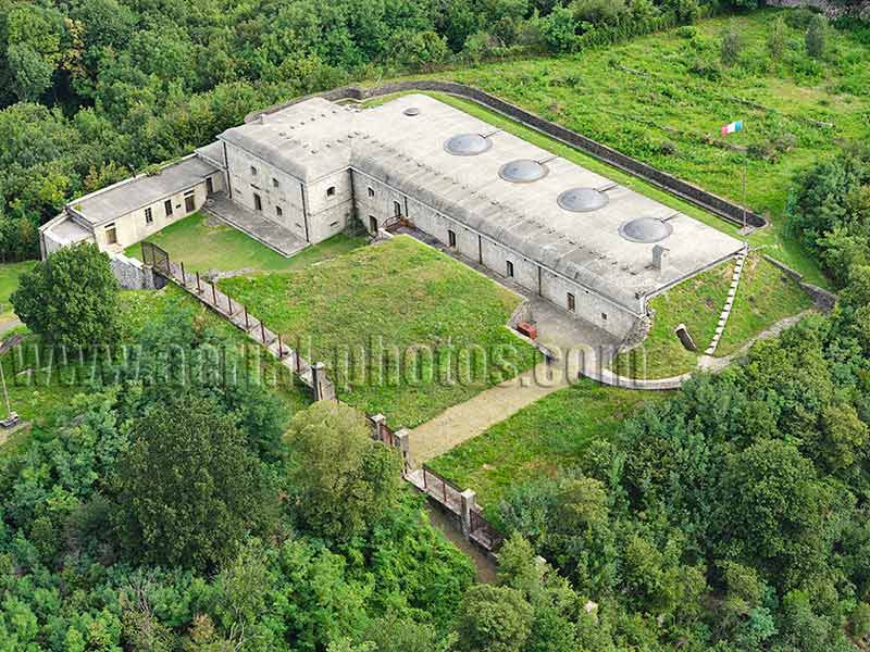 AERIAL VIEW photo of Montecchio Fort. Colico, Lombardy, Italy. VEDUTA AEREA foto.