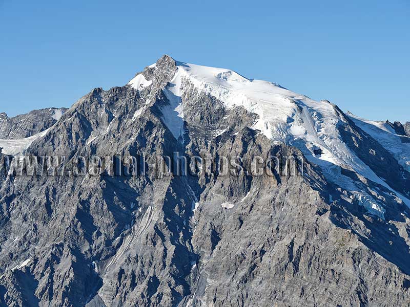 AERIAL VIEW photo of the Stelvio Pass in the Stelvio Massif. Trentino-Alto Adige, Italy.