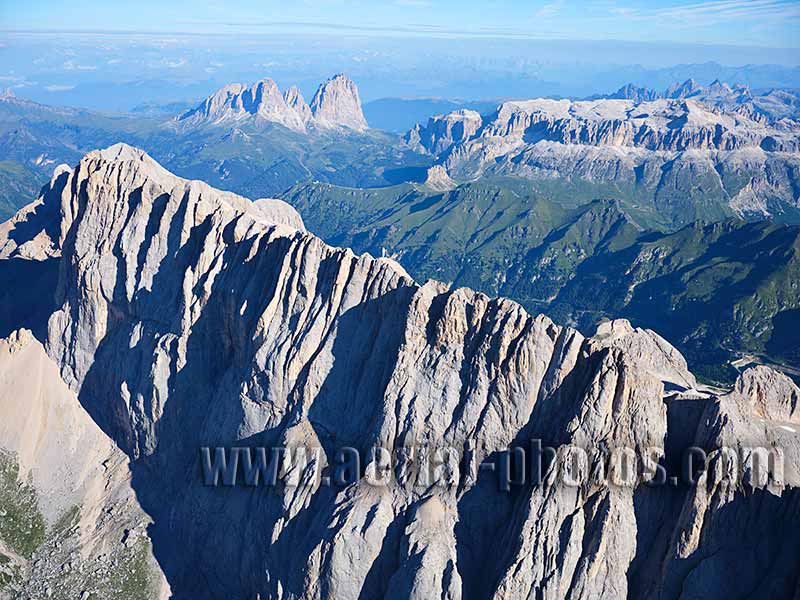 AERIAL VIEW photo of Marmolada, Dolomites, Veneto, Italy. VEDUTA AEREA foto, Dolomiti, Italia.