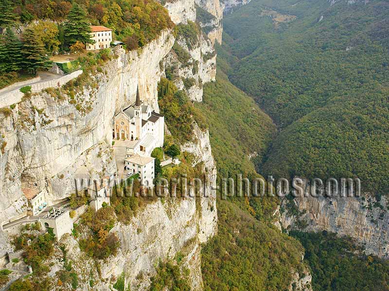 AERIAL VIEW photo of Madonna della Corona, Veneto, Italy. VEDUTA AEREA foto.