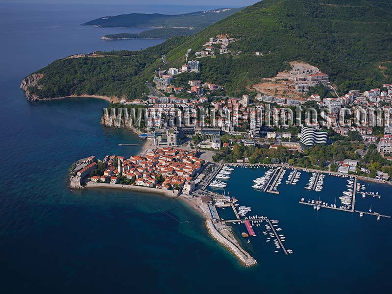 AERIAL VIEW photo of Budva, Montenegro. POGLED IZ VAZDUHA Crna Gora.