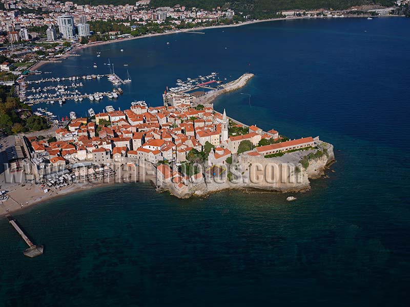 AERIAL VIEW photo of Budva, Montenegro. POGLED IZ VAZDUHA Crna Gora.
