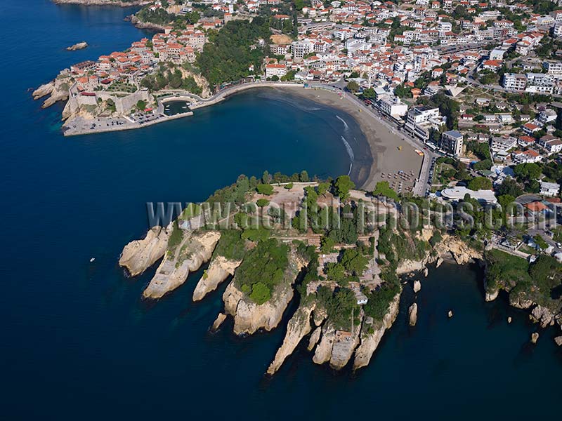 AERIAL VIEW photo of Budva, Montenegro. POGLED IZ VAZDUHA Crna Gora.