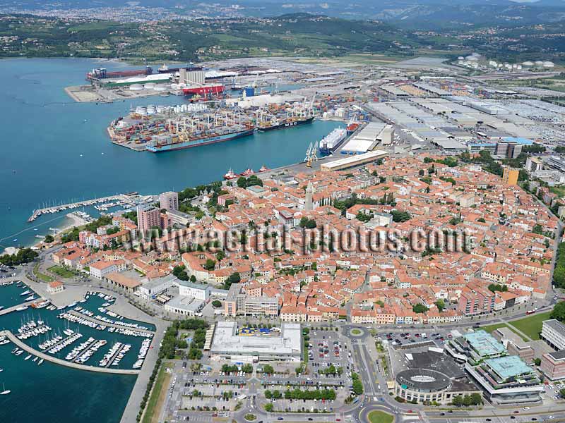 AERIAL VIEW photo of a harbor, Koper / Capodistria, Slovenia. SLIKA ZRAKA Luka, Slovenija.