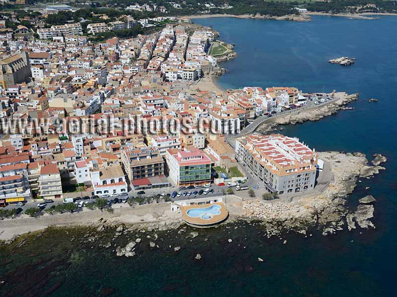 AERIAL VIEW photo of L'Escala, Costa Brava, Catalonia, Spain. VISTA AEREA, Cataluña, España.