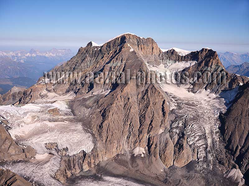 Aerial view of the Grand Combin de Grafeneire, Switzerland / Italy. LUFTAUFNAHME, Schweiz.