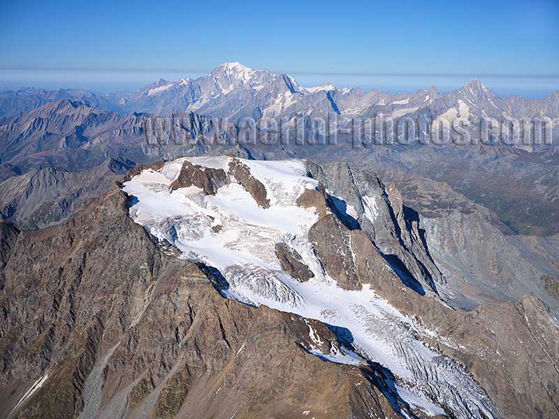 Aerial view of Mont Vélan in the Canton of Valais, Switzerland. LUFTAUFNAHME, Schweiz.