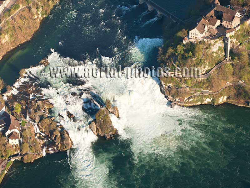 Aerial view, Rhine Falls, Laufen Castle, Laufen-Uhwiesen, Canton of Zurich, Switzerland. LUFTAUFNAHME luftbild, Rheinfall, Schweiz.