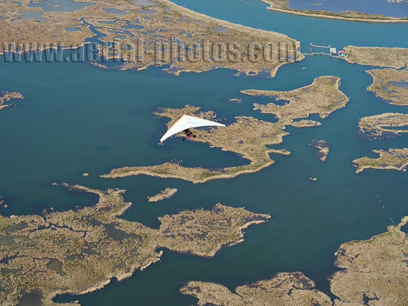 AERIAL VIEW photo of a delta tribe above Dalyan Lagoon, Turkey.