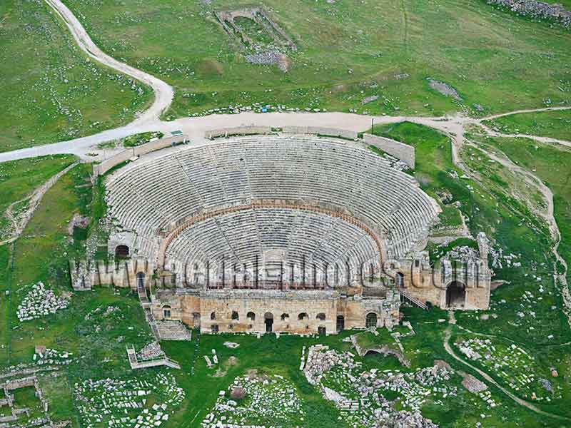 AERIAL VIEW photo of Hierapolis Theater, Turkey.